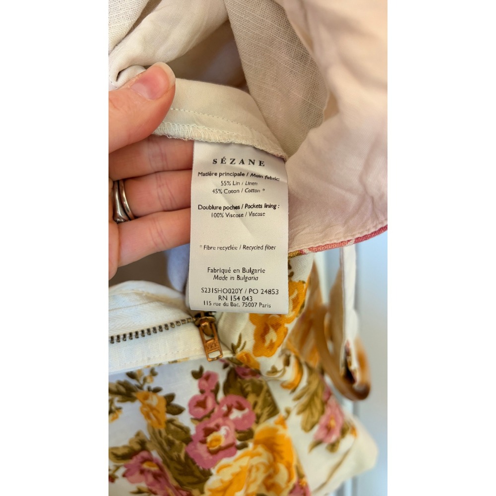 Sezane Women's Linen Shorts Paperbag Floral Belt US 8 / FR 40 - Picture 8 of 9